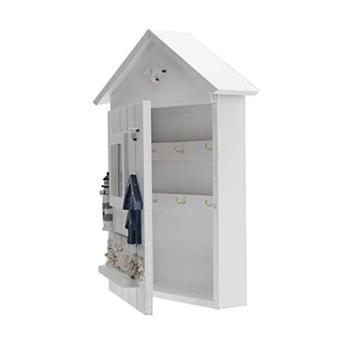 OUNONA Boîte de rangement pour les clés de maison méditerranéenne OUNONA boîte de rangement pour clés murale en bois (phare)