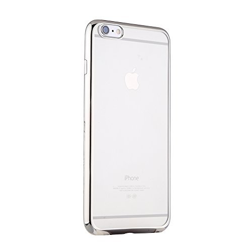 iPhone 6/6s TPU Silikon Handy Tasche Case Schutz Hülle Cover Ultraslim Handytasche Transparent mit farblich Rund Rahmen Bumper (iPhone 6/6s 4,7", Silber)