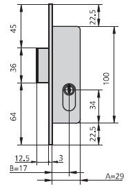 Sistemas Valle Leniz. U. 1975A/0 - Cerradura met.emb. 24x17mm 1975a/0 niq s/pal cvl