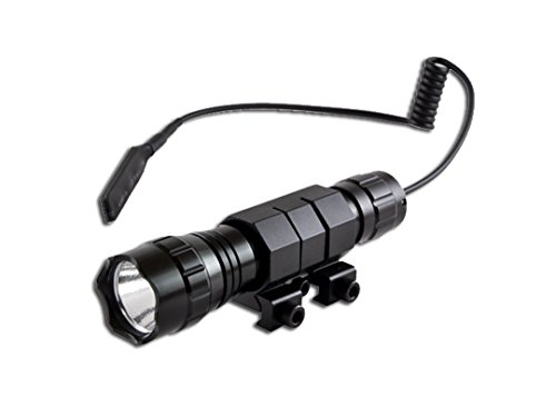 Windfire - Lampe torche tactique pour fusil de chasse -T6 LED 1000 lm - Étanche - Avec interrupteur de pression, poignée anti-recul et support - Sans batterie