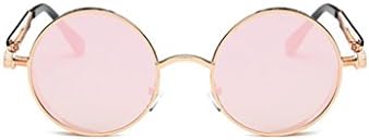 Sunglasses Spring Mirror Legs Sunglasses / Metal Round Frame Retro Sunglasses / Europe And The United States Bright Reflective Sunglasses Eyewear ( Color : 6 )