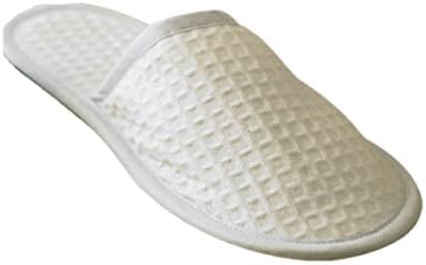 Towel City Waffle Mule Slippers White 8-11