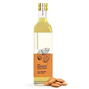 ESSENTIA EXTRACTS Cold-Pressed Sweet Almond Oil - Pure Roghan Badam Shirin Tel - Glass Bottle (Hair, Skin) (100 ML)