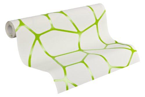 Lars Contzen Vliestapete Micro Tapete Designertapete grafisch modern 10,05 m x 0,53 m grün weiß Made in Germany 255228 2552-28