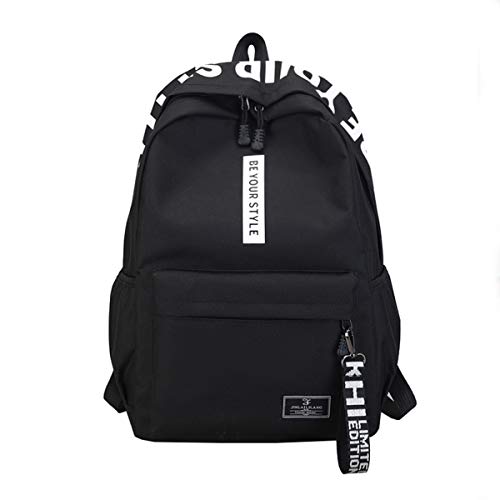 Preisvergleich Produktbild SANMIO Schulrucksack Mädchen Schultaschen Canvas Rucksack Schultasche Backpack Daypacks für Damen Herren geeignet für 15.6 Zoll Laptop Notebook (Schwarz)