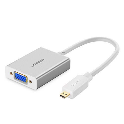 UGREEN Mirco HDMI auf VGA Micro Hdmi Stecker zu Vga Buchse Adapter 1080P HDTV Aktiv Audio Übertragung Konverter Kabel Digital zu Analog mit Vergoldete Kontakte,unterstüzt für Handy, Gopro, Ultrabook,PC Tablet, DVD-Player oder Media-Player Silber