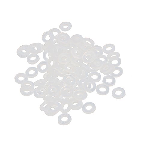 sourcingmap® Nylon Flach Isolier-und Unterlegscheibe Dichtung 6mm x 3mm x 1mm 100 stück Klar