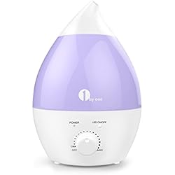 1 BY ONE Humidificateur Ultrasons Brumisateur Fraîche 7 Couleur LED Lumières Pas de Bruit avec Arrêt Automatique 1.3L