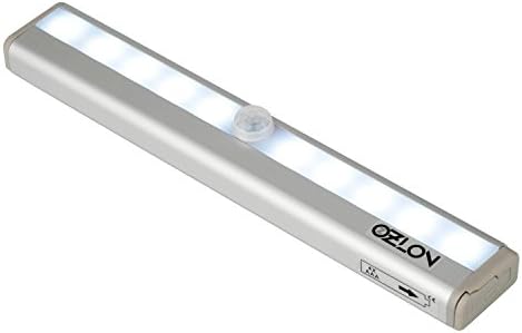 OZLON 10 LED Cabinet light, Super Bright Aluminum shell AAA Battery Powered Wireless Motion Sensor Light Bar with Stick-on Magnetic Strip Used in Cabinet Car Drawer etc