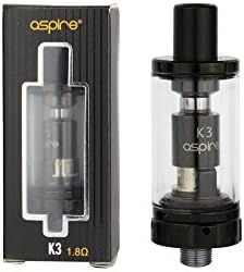 Aspire K3 Clearomizer Tank 2ML - 510 Thread - Fitted Coil Included - Fit to Many MOD and Batteries with 510 Thread - Black and Steel Colors (Black)