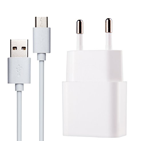 MyGadget USB Tipo C Cargador - 1x Adaptador [2A/5V] & 1 Cable 1M - Plug y Conector para ej. Samsung Galaxy S8 & Plus, A3 2017 / A5 2017 - Blanco