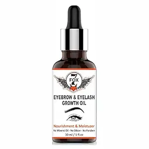 7 Fox Organic Eyebrow & Eyelash Growth Oil (Brown) 30 ml | Organic -Eye Brows Eyelash Hair Growth with Castor