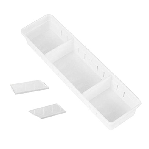 Generic Verstellbar Schubladeneinteiler für Küche Schublade Schrank Lagerung Make-up Box Schreibtisch Organizer , Kunststoff – Weiß, 30x5x7.5cm - 8