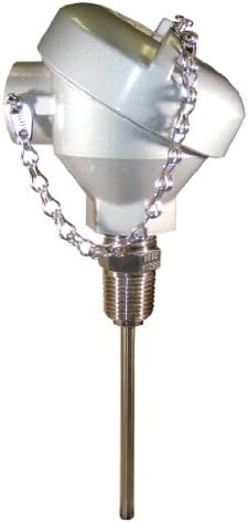 REOTEMP B1TM25K1SG6 Universal Cast Aluminum Standard Weatherproof Type K Thermocouple, 1/2" NPT Hex Fitting, 0.250" Sheath Diameter, 6" Stem