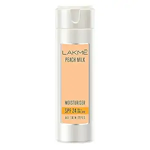 Lakme Peach Milk Face Moisturizer SPF 24 PA++ 120 ml, Daily Light Sunscreen Lotion with Vitamin C for Glowing Skin - Sun Protection for Women