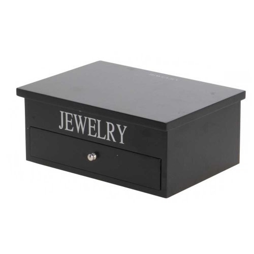 Preisvergleich Produktbild Schmuckkasten aus Holz in weiß oder schwarz, Farbe:Schwarz