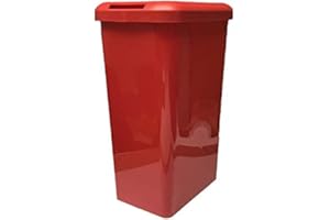 Easy Shopping 45 Litre 45L TOUCH & LIFT Kitchen Bin Rectangle Kitchen Office Bin 45L Capacity Touch Release Mechanism Durable Plastic Swing Waste Rubbish Recycle Rectangle Bin (Red)