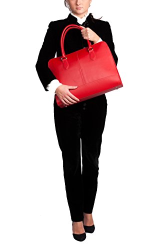 Su.B 15.6” 14” professionelle Design Damen Laptoptasche, echtes Leder – Made in Italy (Rot) - 6