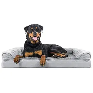 Furhaven Pet Plush & Suede Orthopedic Sofa Pet Bed, Gray, Jumbo