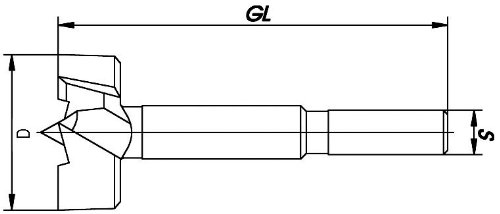 ENT Forstnerbohrer Premium-Ausführung geschmiedet, Durchmesser (D) 8 mm, NL 60 mm, GL 90 mm, S 6 mm - 3
