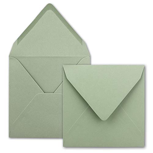 75x Buste quadrate in eucalipto (verde) - 15,5 x 15,5 cm - senza finestra, con colla umida - 110 g/m² - Per biglietti d'invito per matrimoni, compleanni e altro - Serie FarbenFroh