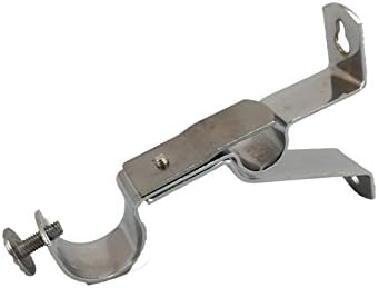 19mm &amp; 28mm Double Layering Metal Curtain Pole Wall Bracket Black Silver Brass (Silver Chrome)
