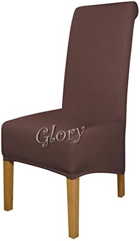 Z&ZIPASER 4/5/6 Pieces Solid Color Special Large Polyester Chair Cover Spandex Wedding Chair Covers Dining Housse dark coffee 6pcs-XL Size