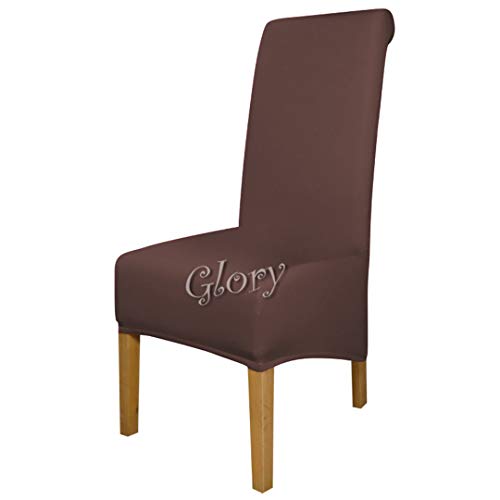 Z&ZIPASER 4/5/6 Pieces Solid Color Special Large Polyester Chair Cover Spandex Wedding Chair Covers Dining Housse dark coffee 6pcs-XL Size