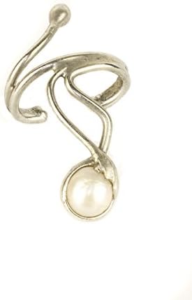 Earring Goße Silver Hoop Earrings with Freshwater Pearl 404S R for Right Ear