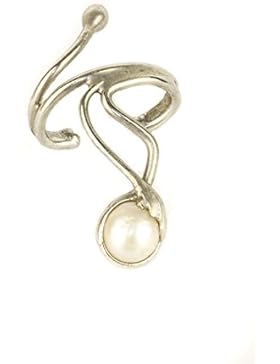 Ohrring Ohrklemme große Creole Silber mit Süßwasserperle 404S-L für das linke Ohr