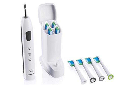 Preisvergleich Produktbild Nevaden® Schall Zahnbürste NSZB 3.7 B2 + Zubehör 8 Ersatzbürsten Weiß / Grau