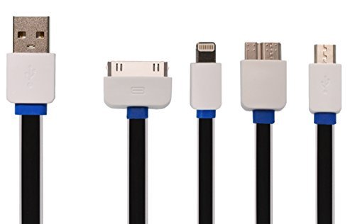 Ladekabel 4 in 1 USB Kabel Datenkabel Multi Mehrfach Adapter Kabel für iPhone 6s, Plus, 5, 8 Pin -IOS 9 - iPhone 3, 4 30 Polig - Micro USB Samsung, Sony, LG, Nokia, HTC, etc. - Micro USB 3.0 Samsung Galaxy S6, Note 3 etc. / in Schwarz von OKCS