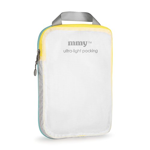 mmyTM Ultra-Light Travel Ripstop Silnylon Compression Packing Cube (Small) (Lemon Yellow/Aqua)