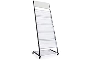 PrimeMatik - Espositore da Terra 31 x 126 x 35 cm con 6 Scomparti per brochure e riviste