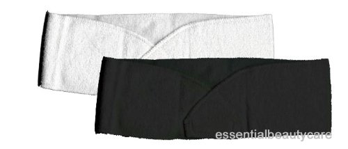 Stretchy Towelling Headband with Velcro fastening in Black or White