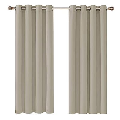 Deconovo Lot de 2 Rideaux Occultants Isolant Thermique Rideau Occultant Oeillet Rideau pour Livingroom 132x160cm Beige