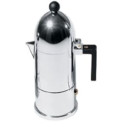 Alessi A9095/3 B la Cupola Cafetière Espresso en Fonte D'aluminium, Poignée et Pommeau en Résine Thermoplastique Noir, 3 Tasses