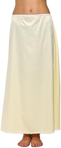 Yoliki Womens Beige Satin Lingerie Half Slips Snip-it Lace Underskirt