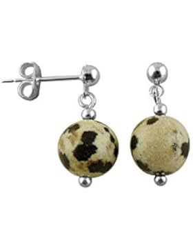 Sunsara Traumsteinshop Edelstein Ohrstecker mit Hänger - Dalmatiner Jaspis (Aplit, Porphyrit) 2813