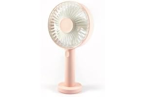 QUSHINI Ventola da Tavolo con Batteria Ricaricabile, Ventilatore Portatile Silenzioso, Ventilatore da Tavolo a 3 Velocità, Ideale per Ufficio, Salotto o Camera da Letto, Colore Rosa