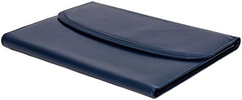 Blue Genuine Leather Writing and Conference A4 Slim Folder Folio with Clipboard