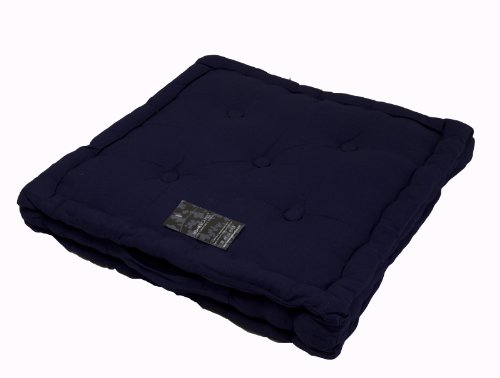 Homescapes Coussin de Chaise de couleur Bleu Marin fait en 100 % Coton de 50x50 cm pour Chaise de Salon et Chaise de Jardin