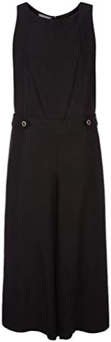Ladies Black Tailored Cullotte Dress Jumpsuit Pinafore Style Tab Waist 14