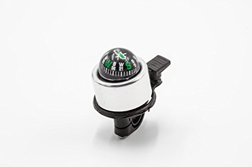 Preisvergleich Produktbild vhbw Fahrradklingel Schelle Glocke mit Kompass silber Aluminium / Kunststoff