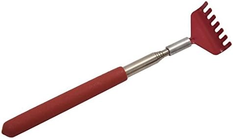 TOOGOO(R)Telescopic Stainless steel Compact Scratching Tool Extendable 20-68cm Back Scratcher Massager 5 Section (Red)