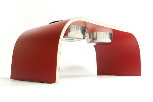 Red-Raised-Dog-Bowl-Holder-Medium-Handmade-in-the-UK