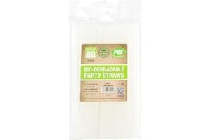 CHICHL 80 White Biodegradable Compostable Drinking Party Straws BPA Free Plant Based Eco 8" (20cm) Approx