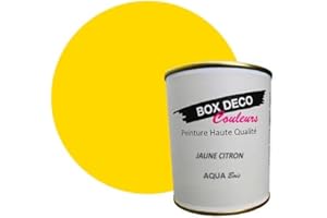 BOX DECO COULEURS Peinture bois intérieur extérieur à base d'acrylique aspect velours-satin Aqua Bois - 750ml, Jaune Citron