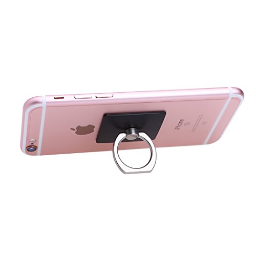 Tiaobug Smartphone Finger Halterung Ring & StÃ¤nder, 4 StÃ¼ck Handy Finger Griff Ring - Handy Halter Finger Ring aus Metall drehbare Halterung Schwarz One Size