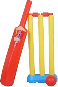 Plastic Cricket KIT for Kids Cricket kit for 3-7 Year Boys Bat & Ball Set for Best Birthday Gift Items, (1 bat, 1 Ball,3 wickets, 2 Stamp,1 Stand) NO-1 Cricket Kit